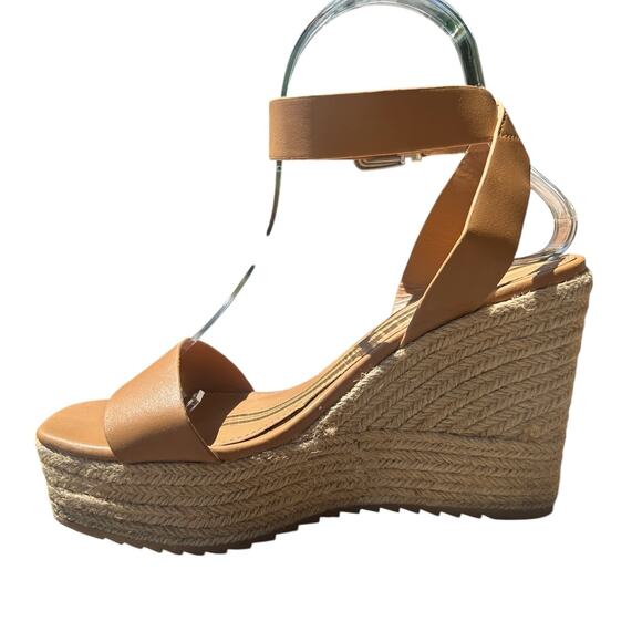 FOREVER 21‎ Tan Espadrilles Wedge Strap Strappy Heels Womens Size 7.5 - Picture 3 of 8